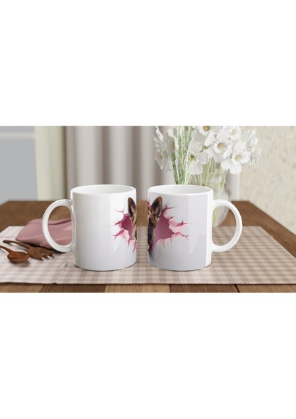 Pembe Çatlak Duvardan Bakan Alman Kurdu Temalı Baskılı Kupa Bardak indirimleri