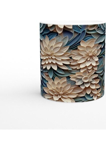 Bej ve Mavi Katmanlı Çiçekli Kupa Bardak fiyatları