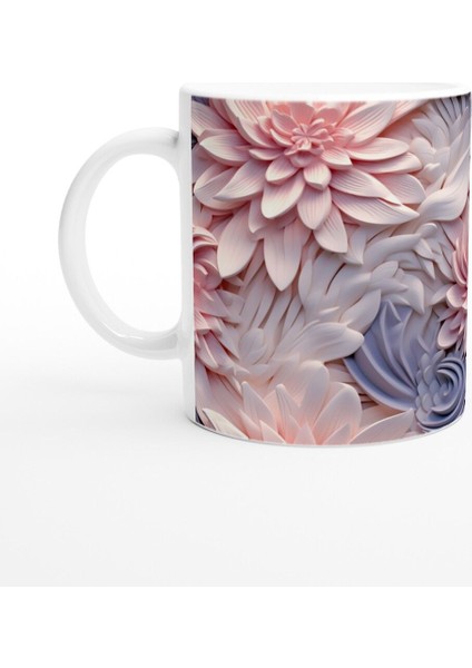 Pembe Düşler Çiçek Desenli Kupa Bardak