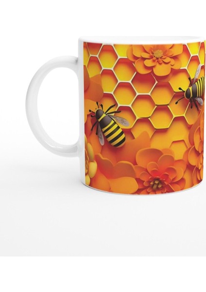 Arı Petek Baskılı Kupa Bardak