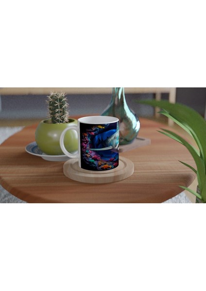 Köpekbalığı ve Mercan Mağarası Su Altı Temalı Kupa Bardak fırsatları