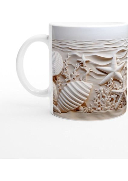 Krem Dalgalar ve Deniz Yıldızlarıyla Su Altı Temalı Kupa Bardak fiyatları