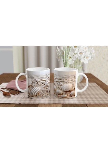 Krem Dalgalar ve Deniz Yıldızlarıyla Su Altı Temalı Kupa Bardak indirimleri