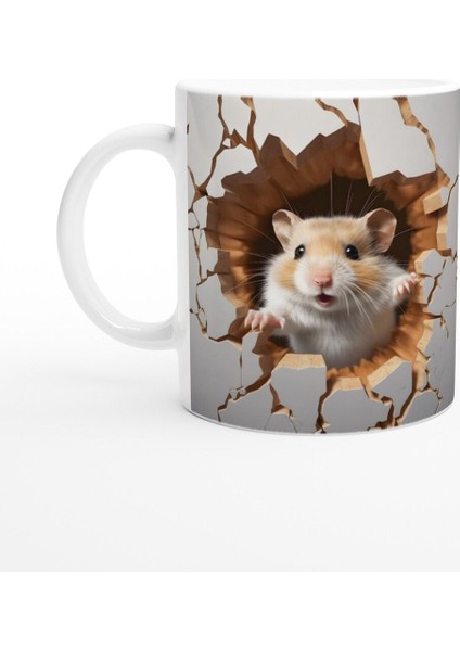 Duvarı Delen Sevimli Hamster Baskılı Kupa Bardak