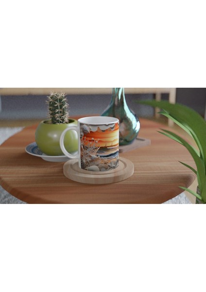 Gün Batımında Deniz ve Mercanlar Su Altı Temalı Kupa Bardak fırsatları