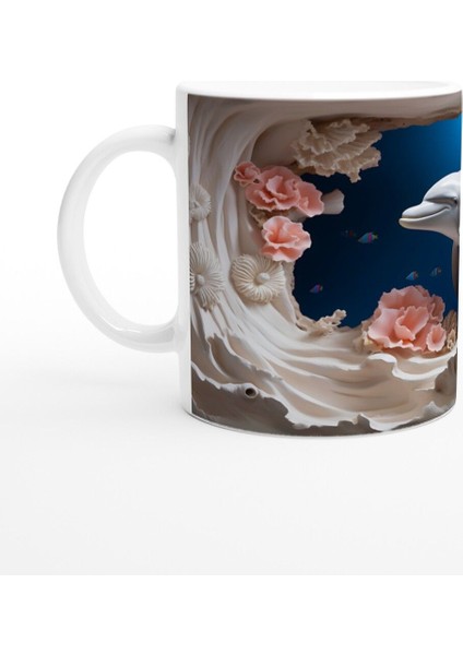 Anne ve Yavru Yunus Desenli Su Altı Temalı Kupa Bardak fiyatları