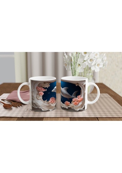 Anne ve Yavru Yunus Desenli Su Altı Temalı Kupa Bardak indirimleri