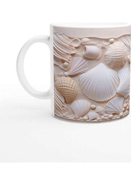 Pastel Kabuk Desenli Sade ve Şık Su Altı Temalı Kupa Bardak fiyatları