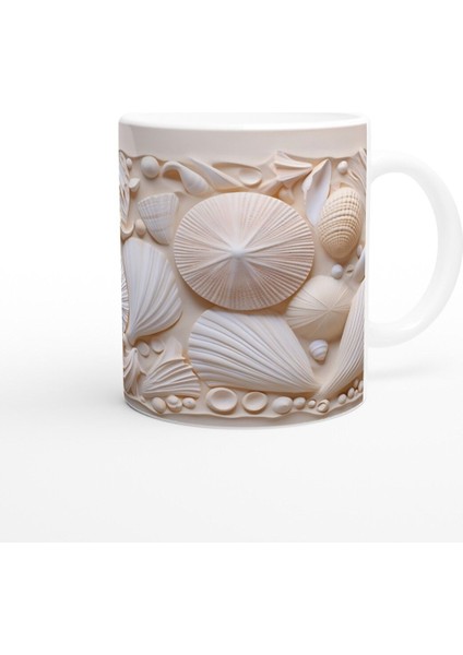 Pastel Kabuk Desenli Sade ve Şık Su Altı Temalı Kupa Bardak modelleri