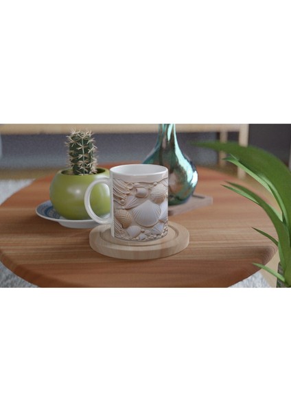 Pastel Kabuk Desenli Sade ve Şık Su Altı Temalı Kupa Bardak fırsatları