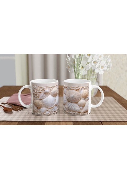 Pastel Kabuk Desenli Sade ve Şık Su Altı Temalı Kupa Bardak indirimleri