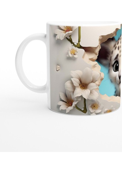 Baharın Masum Yüzü Kar Leoparı Yavrusu Temalı Baskılı Kupa Bardak fiyatları