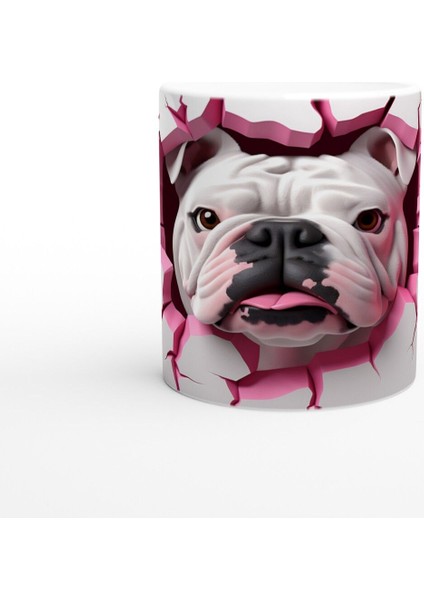 Çatlak Duvardan Bakan Bulldog Temalı Baskılı Kupa Bardak