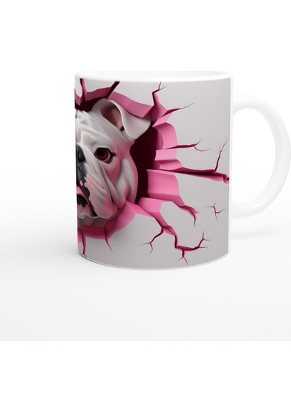 Çatlak Duvardan Bakan Bulldog Temalı Baskılı Kupa Bardak modelleri