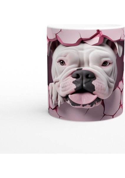 Çatlak Duvardan Bakan Bulldog Temalı Baskılı Kupa Bardak