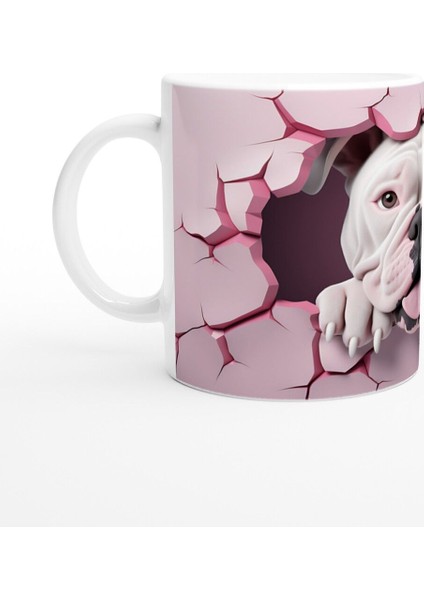 Çatlak Duvardan Bakan Bulldog Temalı Baskılı Kupa Bardak fiyatları