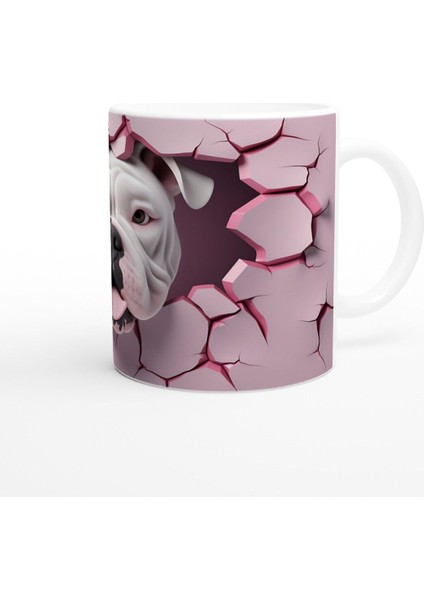 Çatlak Duvardan Bakan Bulldog Temalı Baskılı Kupa Bardak modelleri