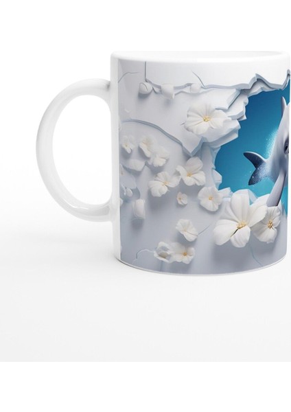 Çatlak Duvardan Bakan Sevimli Yunus Temalı Baskılı Kupa Bardak fiyatları