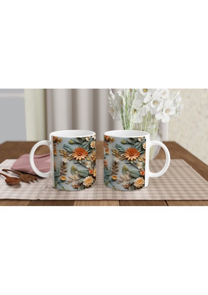 Sonbahar Bahçesi Rölyef Çiçekli Kupa Bardak indirimleri