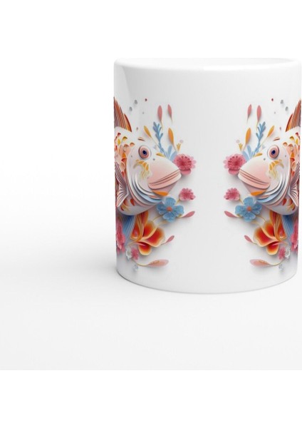 Çiçekli Balık Desenli Deniz Temalı Sanat Kupa Bardak fiyatları