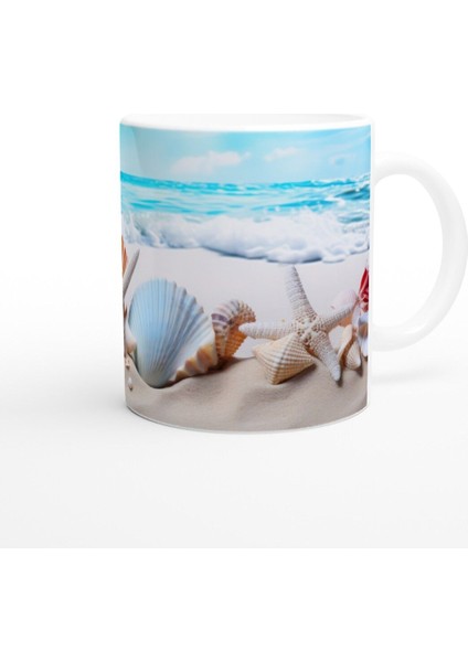 Pastel Renkli Kabuklar ve Yıldızlarla Su Altı Temalı Kupa Bardak modelleri