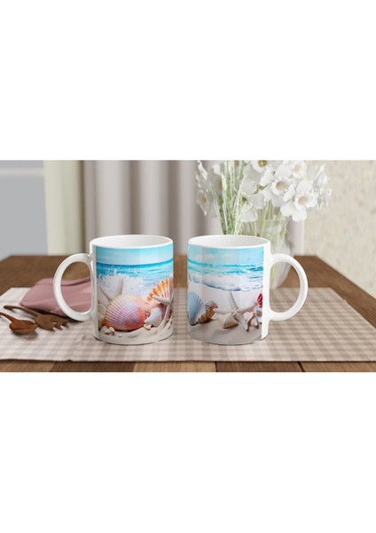 Pastel Renkli Kabuklar ve Yıldızlarla Su Altı Temalı Kupa Bardak indirimleri