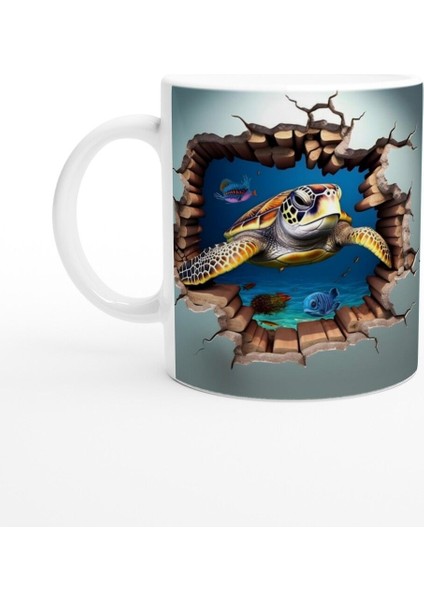 Duvarı Aşan Deniz Kaplumbağası Baskılı Kupa Bardak
