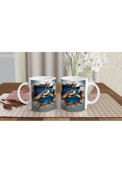 Duvarı Aşan Deniz Kaplumbağası Baskılı Kupa Bardak indirimleri