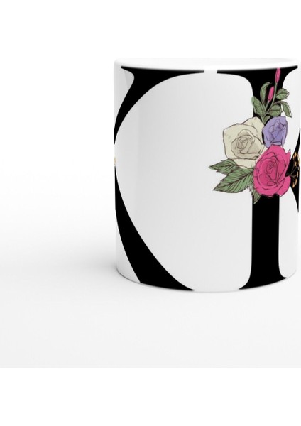 K Harfi Çiçek Motifli Kupa Bardak fiyatları