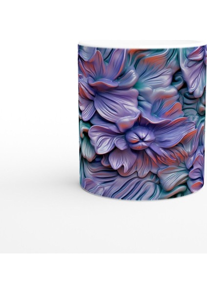 Mor Işıltı Çiçek Desenli Kupa Bardak fiyatları