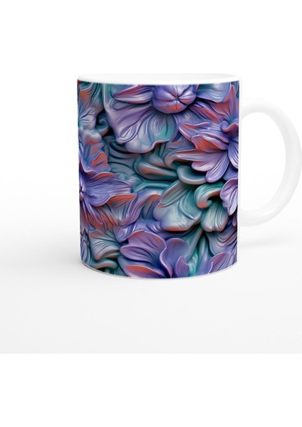 Mor Işıltı Çiçek Desenli Kupa Bardak modelleri