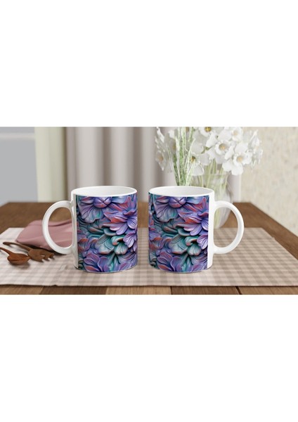 Mor Işıltı Çiçek Desenli Kupa Bardak indirimleri