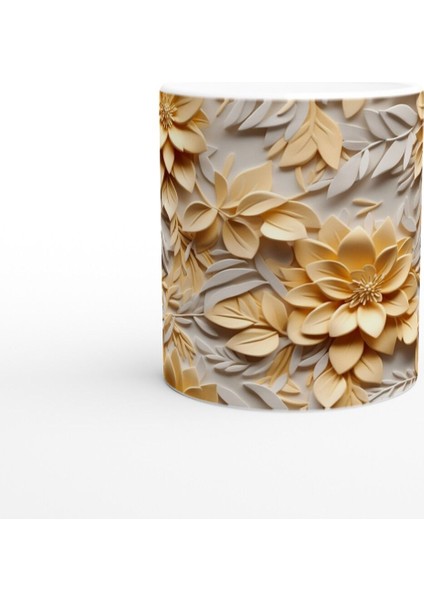 Sarı Tonlarda Işıltılı Rölyef Çiçekli Kupa Bardak fiyatları