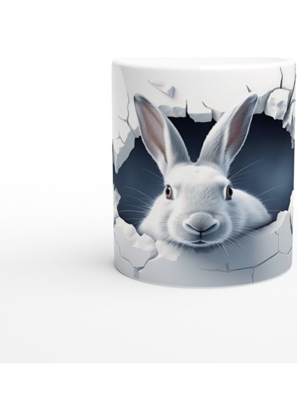 Duvarı Delen Meraklı Beyaz Tavşan Baskılı Kupa Bardak fiyatları