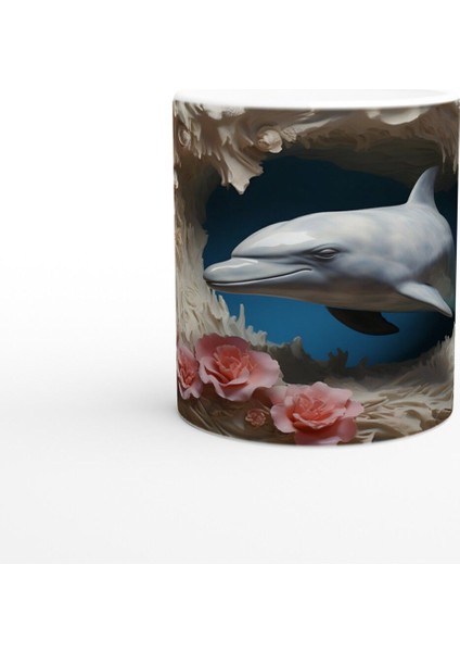 Mercan Dalgaları Arasında Yunus ve Güller Kupa Bardak