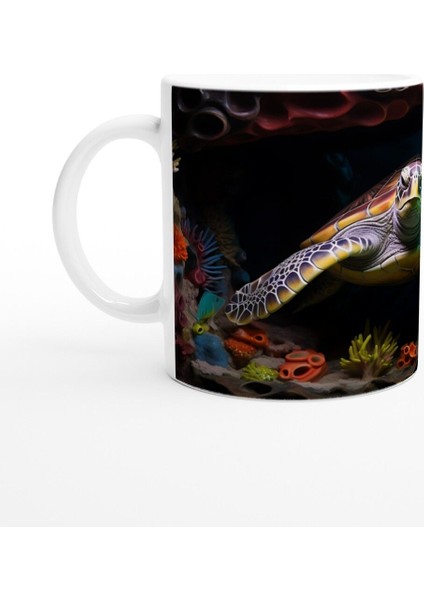 Renkli Mercanlar Arasında Yüzen Deniz Kaplumbağalı Kupa Bardak fiyatları