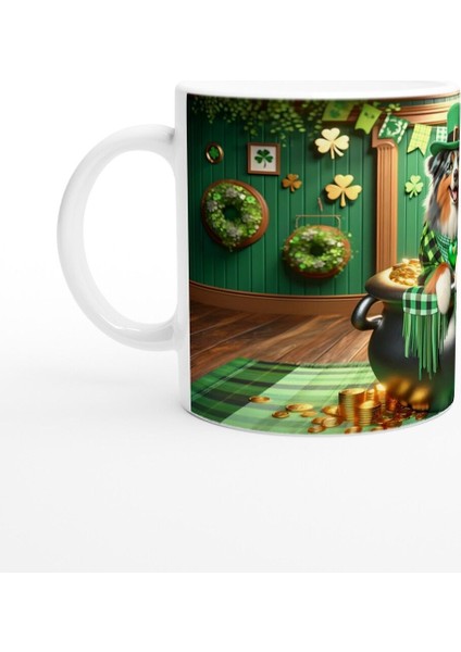 Leprechaun Şapkalı Avustralya Çoban Köpeği Temalı Baskılı Kupa Bardak fiyatları