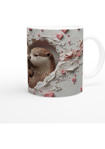 Kalpten Bakan Sarılan Su Samurları Temalı Baskılı Kupa Bardak modelleri