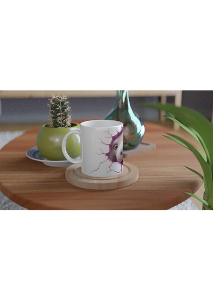 Pembe Çatlaktan Bakan Sevimli Su Aygırı Temalı Baskılı Kupa Bardak fırsatları