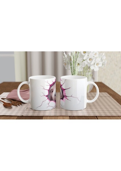 Pembe Çatlaktan Bakan Sevimli Su Aygırı Temalı Baskılı Kupa Bardak indirimleri