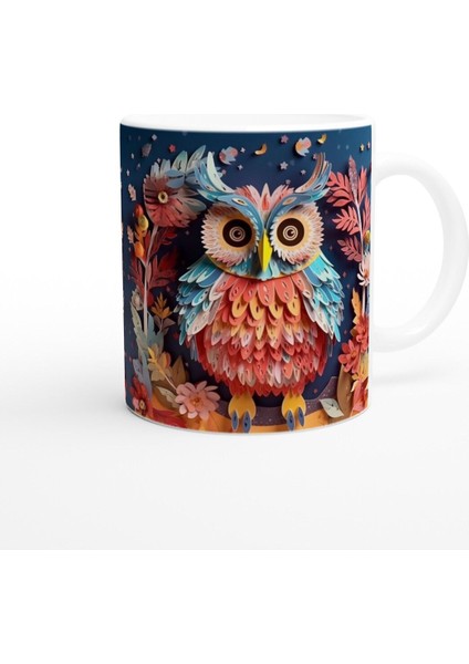 Renkli Tüyleriyle Ikiz Baykuşlar Temalı Baskılı Kupa Bardak fiyatları