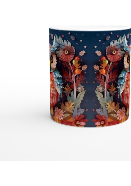 Renkli Tüyleriyle Ikiz Baykuşlar Temalı Baskılı Kupa Bardak modelleri