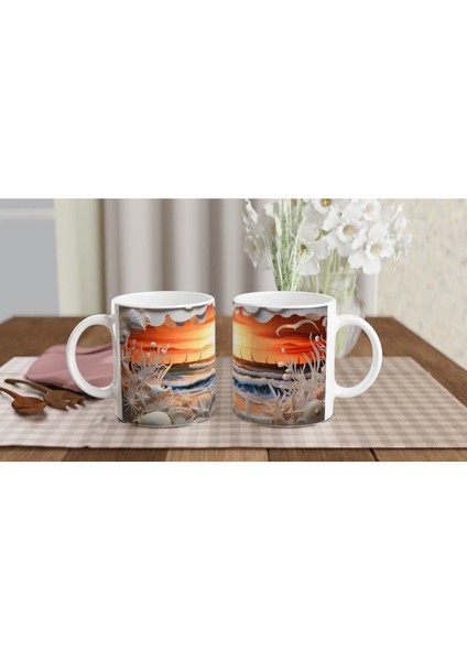 Gün Batımında Deniz ve Mercanlar Su Altı Temalı Kupa Bardak indirimleri