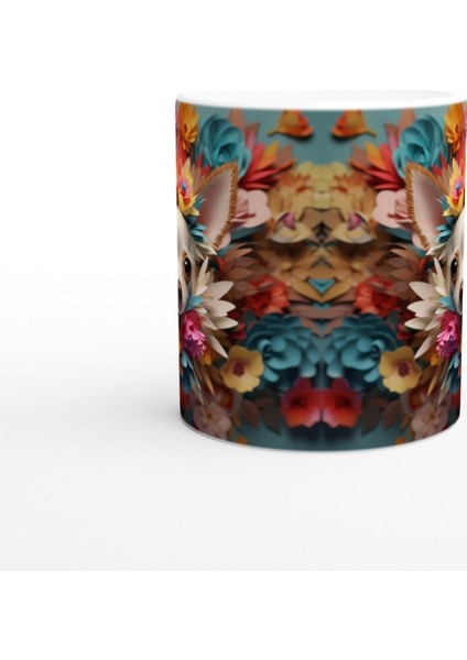 Çiçek Taçlı Chihuahua Temalı Baskılı Kupa Bardak modelleri