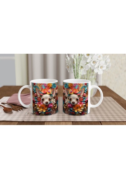 Çiçek Taçlı Chihuahua Temalı Baskılı Kupa Bardak indirimleri