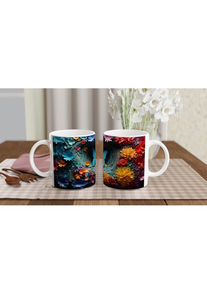 Çiçekler Bahçesinde Parlayan Mavi Kelebek Baskılı Kupa Bardak indirimleri