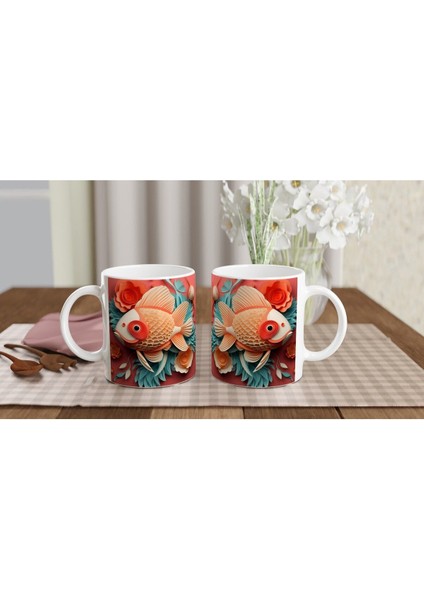 Çiçekli Balık Baskılı Kupa Bardak indirimleri