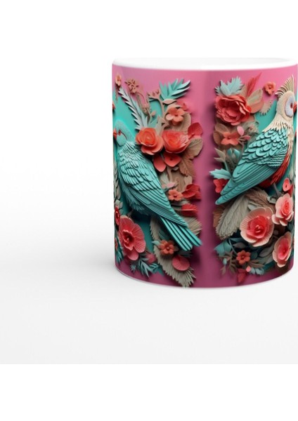 Çiçekli Tropikal Kuş Baskılı Kupa Bardak fiyatları