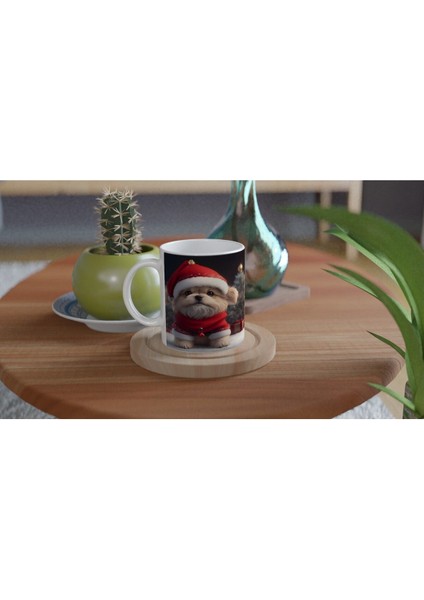 Kırmızı Şapkalı Mini Noel Köpeği Baskılı Kupa Bardak fırsatları
