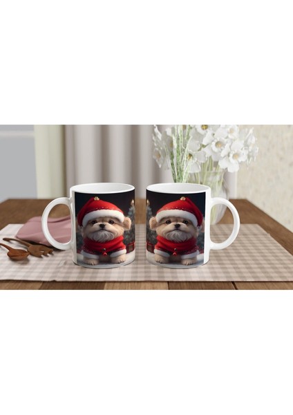 Kırmızı Şapkalı Mini Noel Köpeği Baskılı Kupa Bardak indirimleri